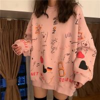 [Hot]เสื้อผ้าสตรีการ์ตูน Hoodies วัยรุ่น Street Harajuku Hip Hop Pastel Sweatshirt สำหรับผู้หญิงพิมพ์หลวม Hoodie Pullovers