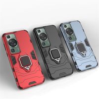 {Taoyitao case} For Huawei P60 Pro Case Cover Capas Shockproof Stand Armor Back Ring Holder Magnetic Fundas