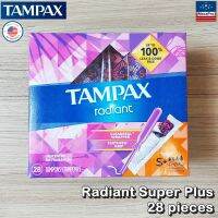 Tampax® Radiant Super Plus Plastic Tampons 14, 28 Count ผ้าอนามัยแบบสอด สำหรับวันมามาก ป้องกันการรั่วซึม ปราศจากกลิ่นได้ถึง 100%