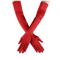 ✘ Multi Color Long Bride Cheap Wedding Accessories Bridal Elbow Gloves Red Ladies Satin Finger Long Gloves Elegant Party Gloves