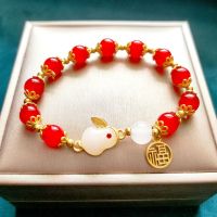 [COD] red agate jade rabbit bracelet womens light luxury temperament Xiaofu brand beaded zodiac