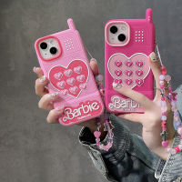 เคสซิลิโคนนิ่มลายหัวใจตุ๊กตาบาร์บี้สไตล์เกาหลี,เคสน่ารักของขวัญ3D สีชมพูลายหัวใจลายดอกไม้ป๊อปเลิฟบาร์บี้เคสโทรศัพท์สำหรับ Iphone 15 13 12 14 Pro Max I11 13Promax 15PM ของเด็กผู้หญิง