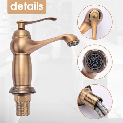 Bathroom Basin Faucet Antique Brass Mixer Solid Copper Luxury Europe Style Tap Taps