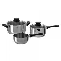 Stainless steel pot set, 5 pieces, 30×20×15 cm.