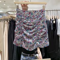 COD ♈ imoq55 store Floral short skirt pleated hip tight-fitting skirt 2020年韩版宽松褶皱碎花包臀裙高腰显瘦a字半身裙女短裙子 hre684818.my