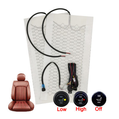 Universal 12V Carbon Fiber Car Seat Heater Kit Round Switch Cushion Set Car Seat Heat Pads Winter Warmer Seat Covers Set