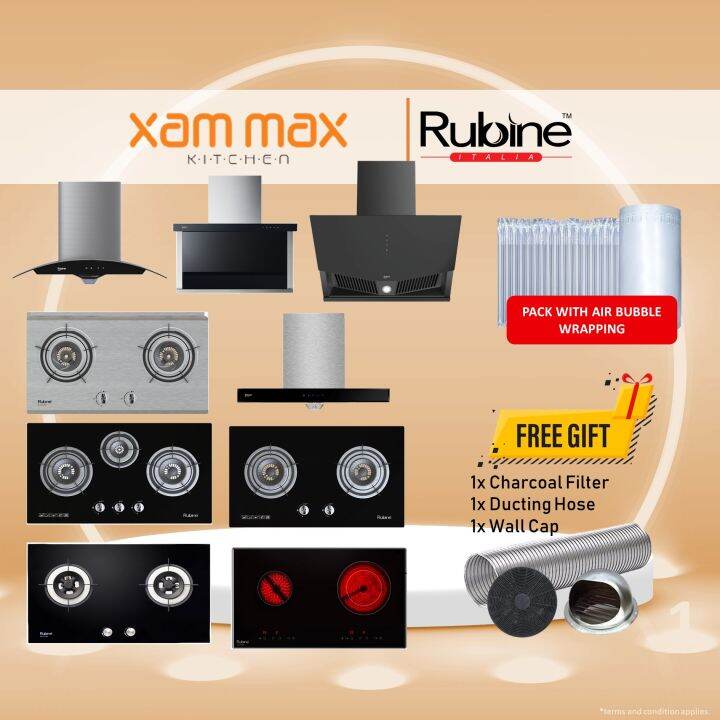 Rubine Cooker Hood + Gas Hob Electric Hob Package Boxline X / Maria