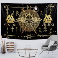 Viking mystical symbol home decoration tapestry psychedelic scene wall hanging Bohemian decoration crow sofa blanket yoga mat