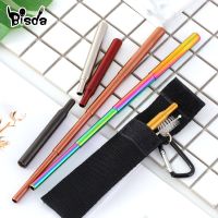 Portable Telescopic Straw Stainless Steel Drinking Straws with Cleaner Brush Gift Bag Bar Accesories Travel Picnic Tools Specialty Glassware