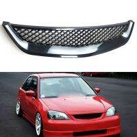 Glossy Black Front Engine Hood Mesh Grille Bumper Racing Grill for Honda Civic JDM Type R 2001-2003 2DR/4DR EM/ES