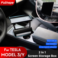 Futhope อัพเกรด2 In 1กล่องเก็บหน้าจอสำหรับ2018-23 Tesla รุ่น3 Y แม่เหล็ก Magsafe ซ่อนพื้นที่ขนาดใหญ่กล่องเก็บทิชชู่