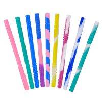 (TRE)Portable Baby Molar Rod Complementary Food Straw Food-grade Silicone Beverage Straws Can Be Folded And Reused