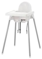 ANTILOP Highchair with tray, white/silver-colour (อันติลูป เก้าอี้สูงพร้อมถาดวางอาหาร, ขาว/สีเงิน)