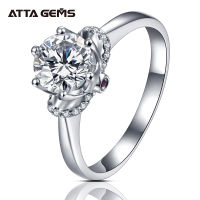 ATTAGEMS Moissanite Ring 0.5ct VVS1 Round Cut D Color Lab Diamond 925 Silver Jewelry Queen Crown Woman Girlfriend Courtship Gift