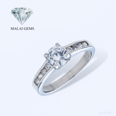 Malai Gems แหวนเพชร แหวนเพชรชู เงินแท้ 925 เคลือบทองคำขาว ประดับเพชรสวิส CZ รุ่น 221-R1730 แถมกล่อง