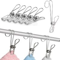 6Pcs Wire Clothes Pins Clips Stainless Steel ClothesPins Metal Clothes Long Tail Clips with Hooks Hanging Clothes Universal Clip