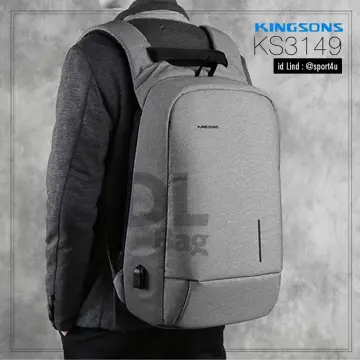 Kingsons 15.6 Anti-Theft Smart Laptop Backpack (Black Charcoal)