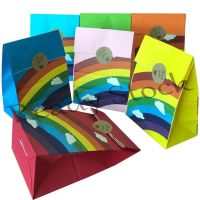 【hot sale】 ◐✾✠ B41 5pcs/set 7 Sytle Rainbow Kraft Paper Bag Gift Bags Candy Bag Party Supplies