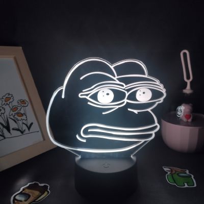 ชุด Pepe กบเศร้ารูปสัตว์น่ารักให้ความรู้สึกแย่สำหรับคนดี3D โคมไฟนีออน LED RGB ของขวัญสีสดใสไฟกลางคืนสำหรับเด็กไฟกลางคืนตกแต่งโต๊ะสำหรับห้องนอน