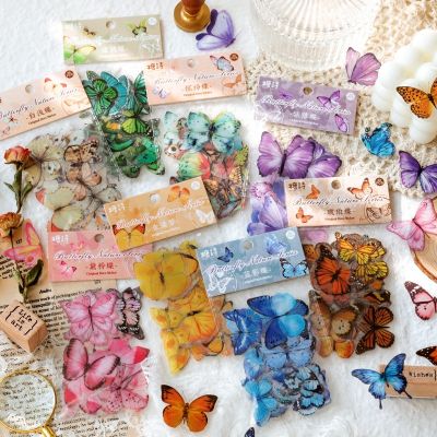40 PCS Vintage Butterfly PET Stickers Butterflies Resin Decals for Scrapbook DIY Crafts Journal Laptops Stationery Stickers Labels
