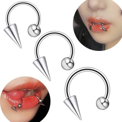 1PC 16G Stainless Steel Piercing Lip Ring Lip Studs Fashion Gothic Nose Piercing Ring Statement Labret Lip Piercing Body Jewelry