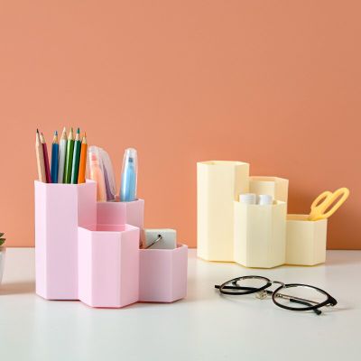 ”【；【-= Large Capacity Desk Pen Holder Pencil Storage Box School Office Stationery Pens Storage Brush Stand Storage Box