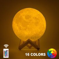 ✴◊ Dropship 3D Print Moon Lamp 20cm 18cm 15cm Colorful Change Touch USB Led Night Light Home Decor Creative Gift