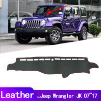 หนัง Dashmat อุปกรณ์เสริมรถจัดแต่งทรงผม Dashboard ครอบคลุม Pad Sunshade Dash Mat สำหรับ Jeep Wrangler JK 2007 ~ 2017