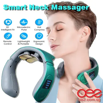 Neck Massager With Heat, Ems Portable Lymphatic Relief Neck Massager,electric  Pulse Neck Massager Cordless For Pain Relief, 4 Modes 9 Levels Deep Tiss