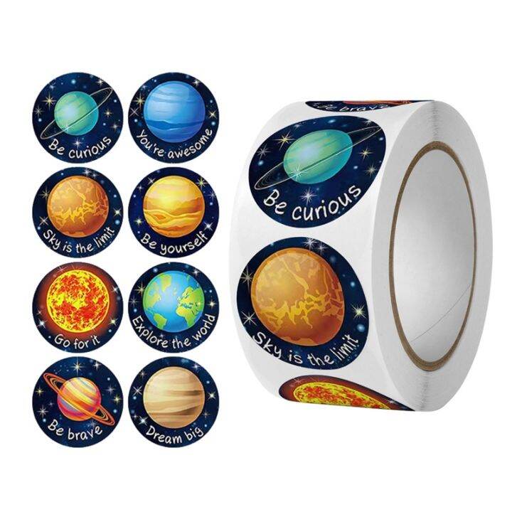 Lovely Solar System Stickers Realistic Planet Adhesive Round Labels for ...