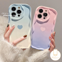 MissConnie เคสสีหวานมาการองแบบเรียบง่ายเข้ากันได้กับ iPhone 11 Pro Max 7Plus XR 14 13 12 Pro Max 6 6S 7 8 Plus X XS Max SE 2020ไล่ระดับสีรักหัวใจ3D ขอบโค้งงอเคส Tpu