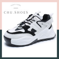 chu.shoes ??พร้อมส่งจากไทย?? รองเท้าผ้าใบ เสริมส้นสูง สีขาวดำ งานเรียบหรู ใส่สบาย มีที่ระบายอากาศ