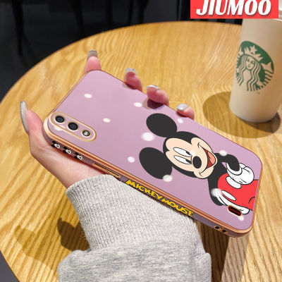 JIUMOO เคสปลอกสำหรับ Samsung Galaxy แกน A01 M01การ์ตูน Mickey Mouse ซิลิโคนนิ่มหรูหราชุบขอบสี่เหลี่ยมเคสมือถือเคสกันกระแทกฝาครอบหลังแบบเต็มรูปแบบเคสป้องกันเลนส์กล้อง