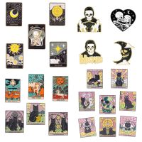 Punk Style Tarot Series Brooch Moon Sun Star Brooch Skull Paint Halloween Clothing Accessories Backpack Brooch Badge Lapel Pins