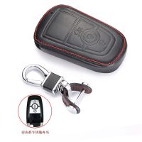 yonggax Leather Key Case For Ford Focus Edge Explorer 5 Mondeo Mk4 Escort Trurus TITANIUM Mustang Ranger Accessory Car Key Cover Holder