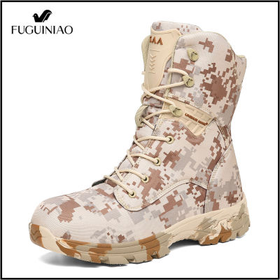 TOP☆Fuguiniao 2022 New【Free Shipping】Mountain boots men, Mens Desert Combat Boots, Tactical Military Boots,Lightweight Ankle Men boots, Work Spring Boots.Hiking boot, Lace up Outdoor Mens Boots（COD）