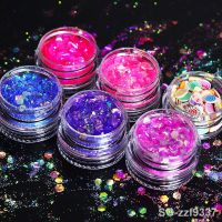 6 Bottles/Set Holographic Nail Art Powder Hexagonal Chunky Glitter Pigment Nail Supplies UV Gel Professional Manicure Accessorie