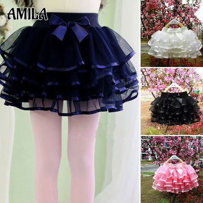 AMILA Girls Skirt Four Seasons All-Match กระโปรงเด็กกระโปรงผ้ากอซเกาหลีกระโปรงเค้ก