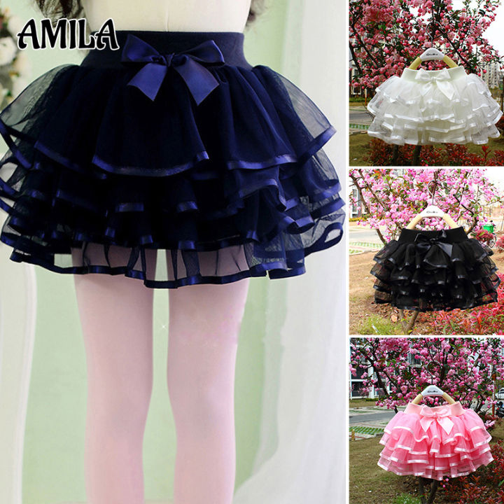 amila-girls-skirt-four-seasons-all-match-กระโปรงเด็กกระโปรงผ้ากอซเกาหลีกระโปรงเค้ก