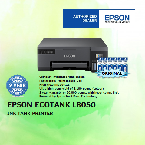 Epson EcoTank L8050 Ink Tank Photo Printer A4 ( PRINT ONLY ) | Lazada