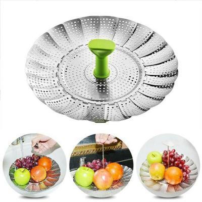 14 * 11cm Stainless Steel Steamer Telescopic Folding Steamer Steamer Multifunctional Lotus Household Kitchen Gadget J2G6