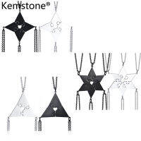 Kemstone Unisex ตัวต่อเหล็กสแตนเลสสามเหลี่ยมสามเหลี่ยม3/4/6ชิ้นจี้สร้อยคอเครื่องประดับของขวัญสำหรับผู้หญิงเพื่อน