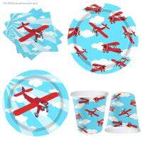 ❏☏ Airplane Party Disposable Tableware Plates Cups Napkins Time Flies Taking Flight Plane Themed Baby Shower Birthday Party Decor