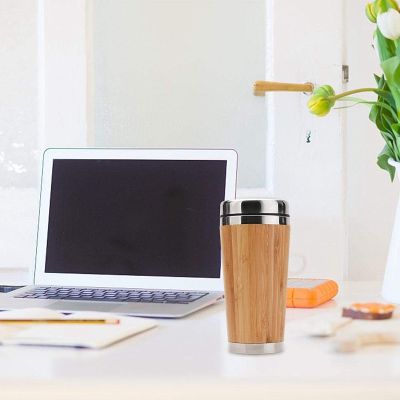 Reusable Cup Bamboo Coffee Cup Stainless Steel Coffee Travel Mug With Leak Proof Cover Insulated Coffee Accompanying Cup