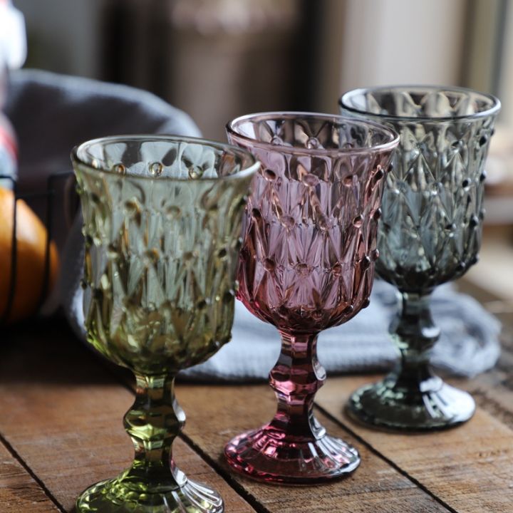 cw-1-piece-210ml-70z-beaded-embossed-colored-goblet-pink-wine-glasses-goblets-stemware-glass-cup