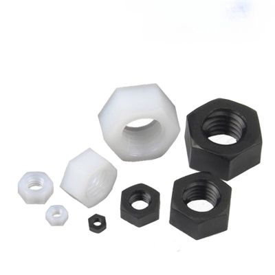 Brand New Black White Plastic Insulation Metric Thread Hexagonal Nut M2 M2.5 M3 M4 M5 M6 M8 M10 M12 Hex Hard Nylon Nut for Bolts Nails Screws Fastener