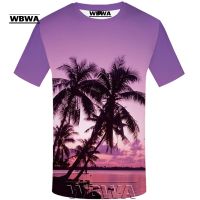 WBWA coconut tree shirt Men Printed Tshirt Funny T shirts 3d Tshirt Purple Hip hop T-shirt Harajuku Mens Clothing Short Sleeve