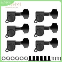 NAOMI 6-in-line Sealed Electric Guitar String Tuning Pegs Keys Machine Head Tuners Set Right Hand For Strat Tele Guitar Black