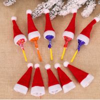 Lennie1 10pcs Christmas Decorations Mini Santa Hats Lollipops Diy Holiday Decoration Accessories Candy Claus Caps Party Decor