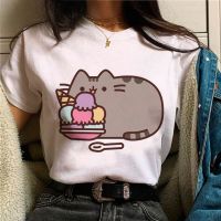 Pusheen Tee ผู้หญิงกราฟิกตลกเสื้อฮาราจุกุหญิงเสื้อสไตล์อานิเมะ Y2k